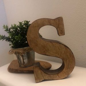 Wood initial “S”